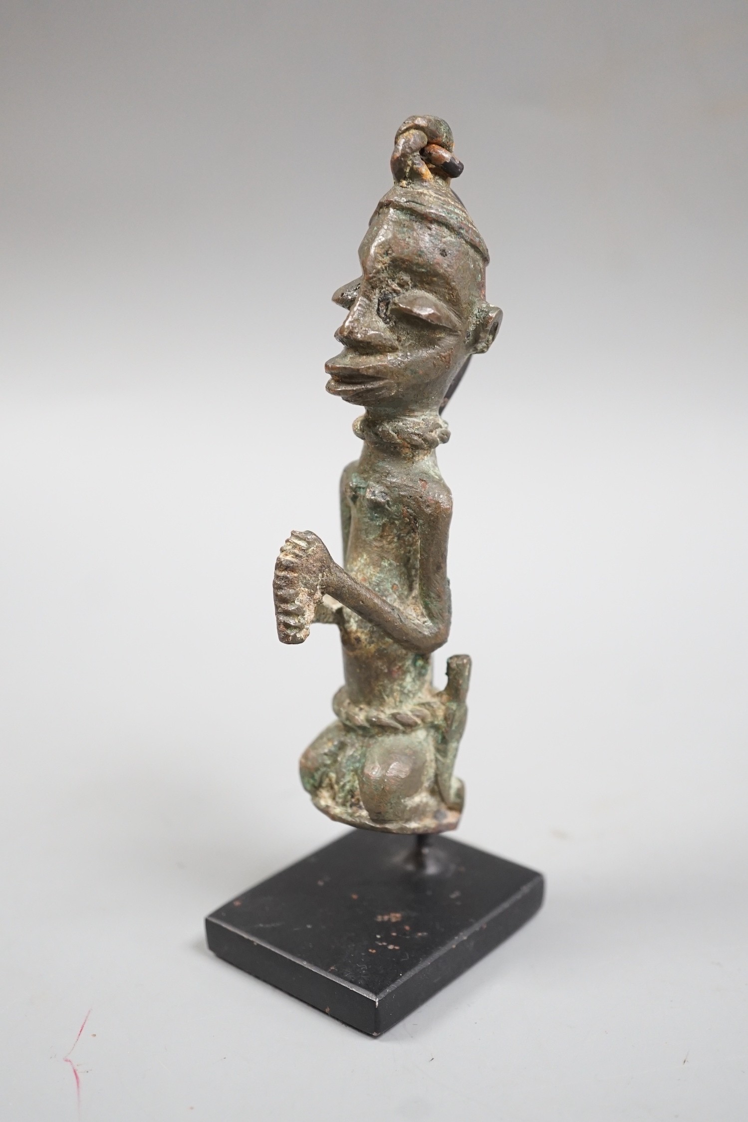 Yoruba Ogboni Edan - bronze figure on stand. 12cm excl stand